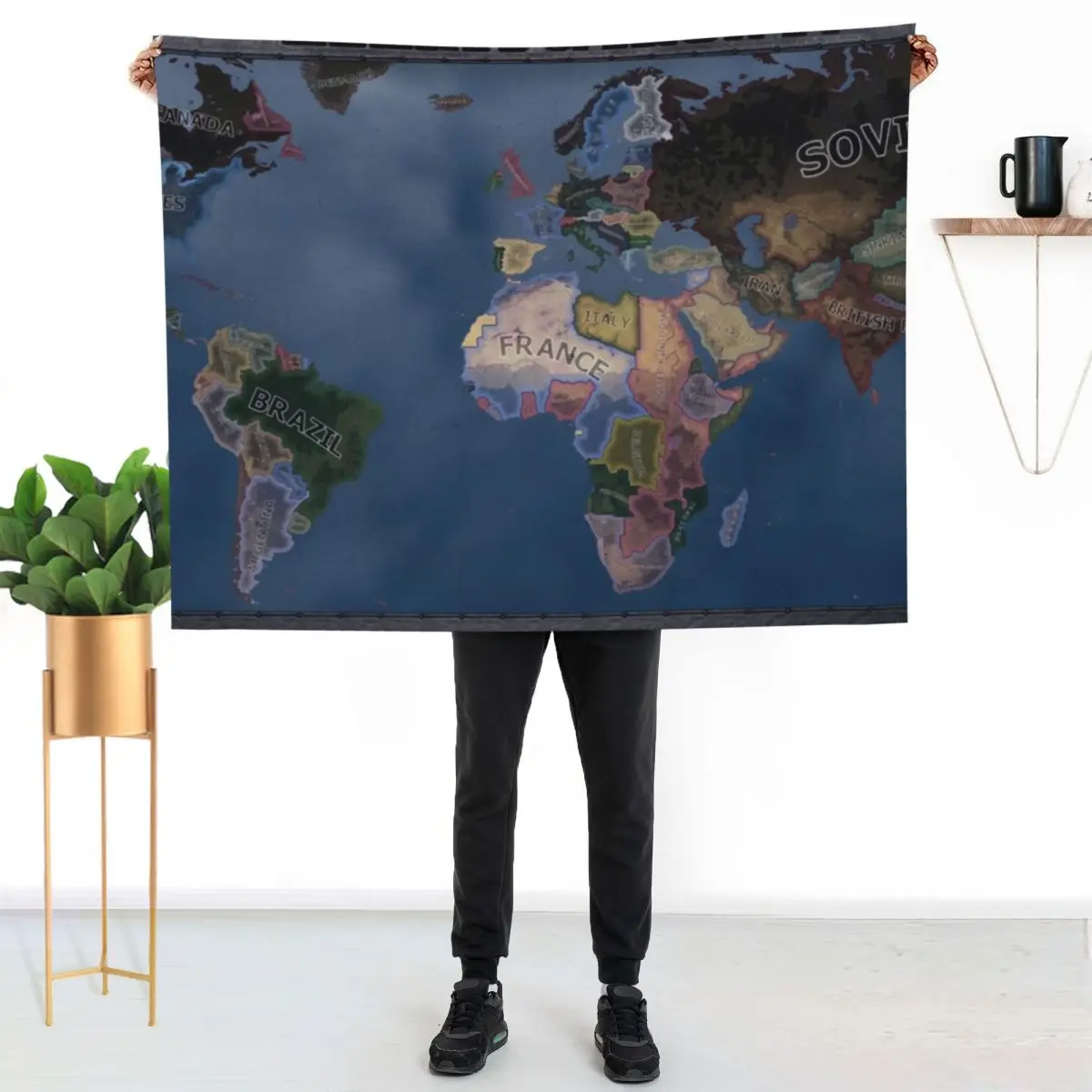 Hearts of Iron 4 Map Throw Blanket Bed Fashionable Decorative Sofas Bed blankets and throws Soft Beds Loose Blankets