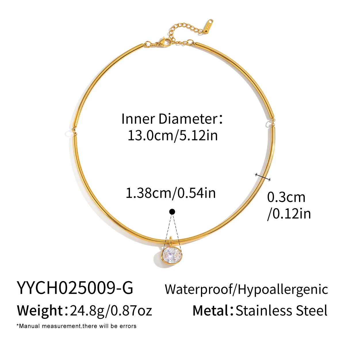 Miia Jewelry 18K Gold Edelstahl Choker Halskette Geometrischer Mehrform-Kristallanhänger Halskette für Frauen – Detail 13
