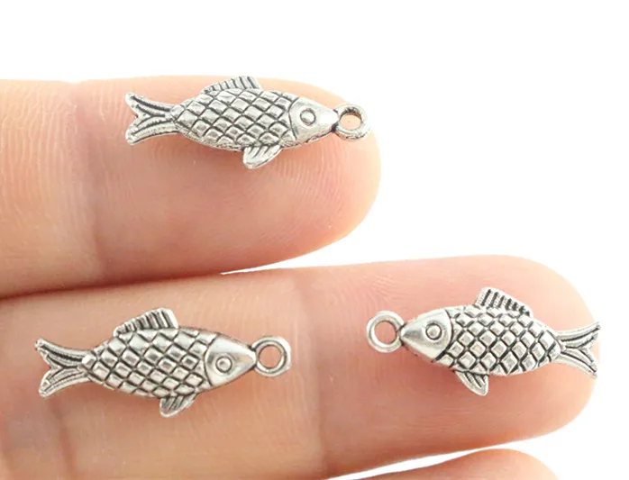 12pcs Charms double sided fish 20x8mm Antique Making pendant fit,Vintage Tibetan Silver Plated Bronze,DIY bracelet necklace