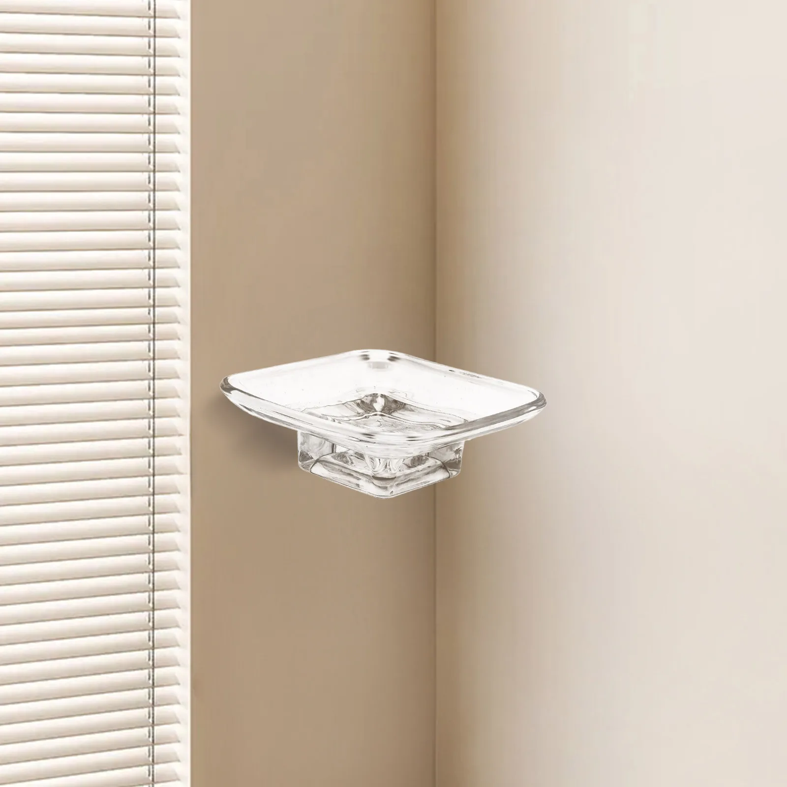 

Glass Soap Dish with Drain Tray Wall Mounted Bathroom Decor for Hotel Home Shower Kitchen Keeps Soap Dry and Clean