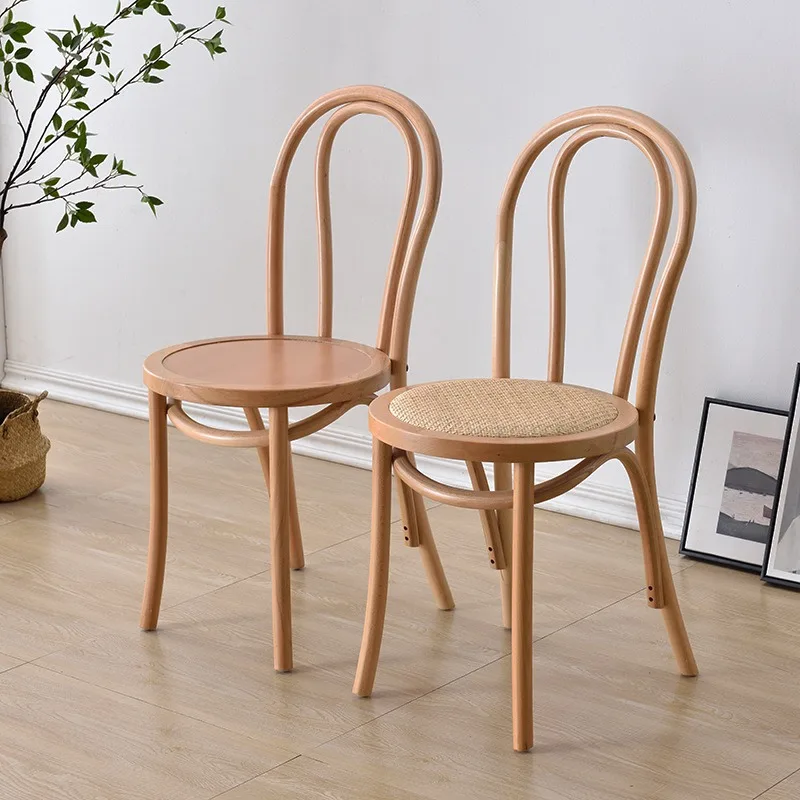 

Dining chair retro solid wood chair household medieval rattan back chair dining room study stool nordic furniture