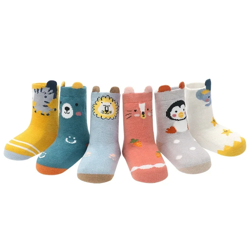 2 Pairs Cartoon Baby Socks Newborn Baby Boy Children Kids Sock 3D Korean Dispensing Non-slip Girls Socks 0-5 Years