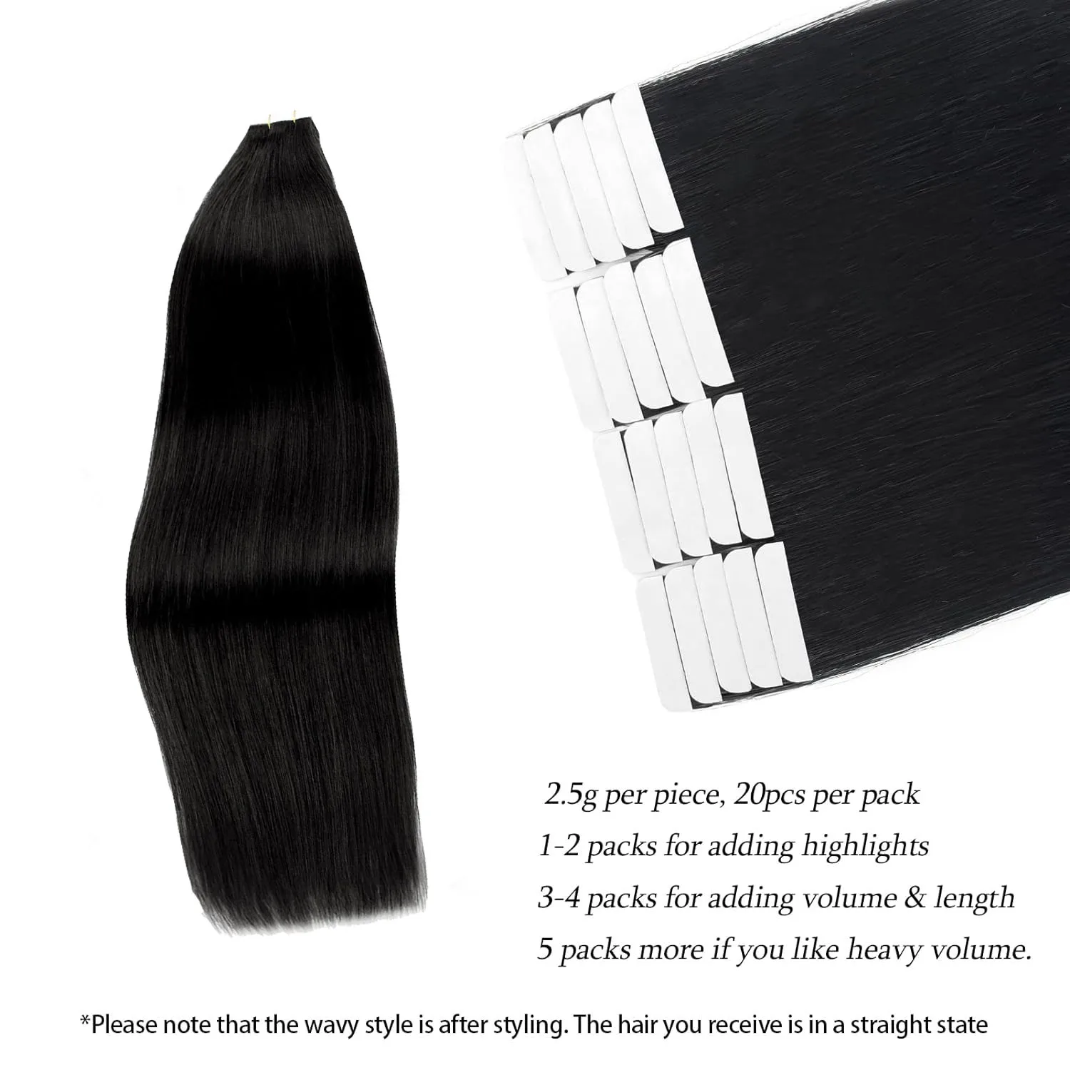 Straight Tape In Hair Extensions 100% Human Hair Adhesive Replaceable Seamless Skin Weft Tape 20pcs/50g For Women 22 24 26 Inch