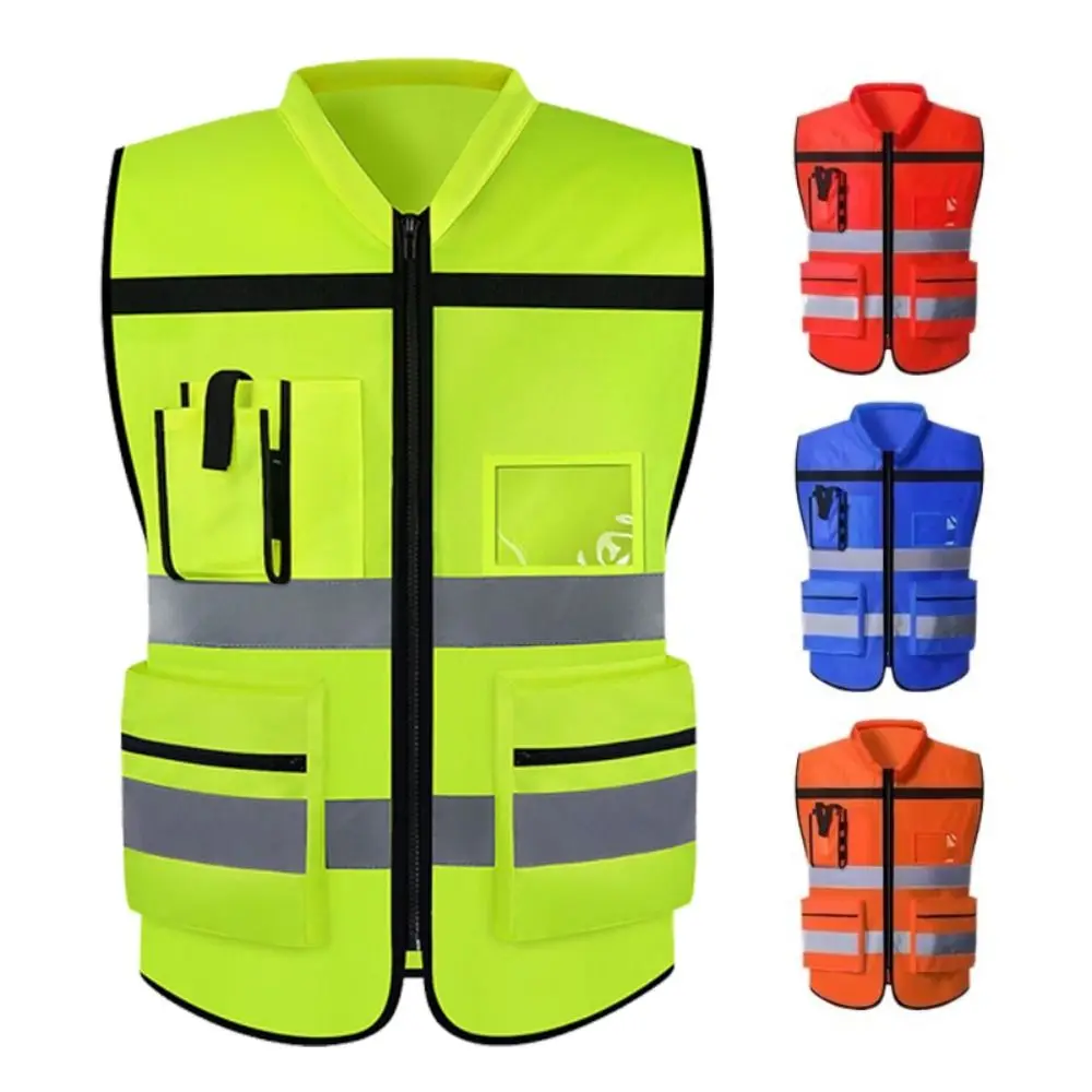 

With Pockets Reflective Safety Vest Reflective With Zipper Safety Vest Waistcoat High Visibility Vest Construction Work