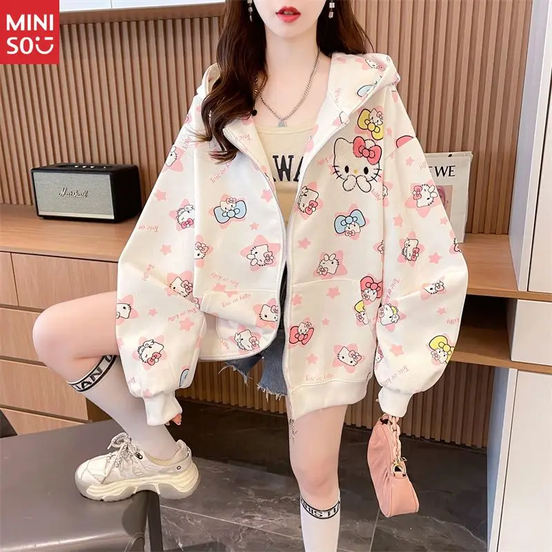 

Miniso Design Hoodie Cardigan | Women's Cute Jacket, Youthful Loose Fit Coat
