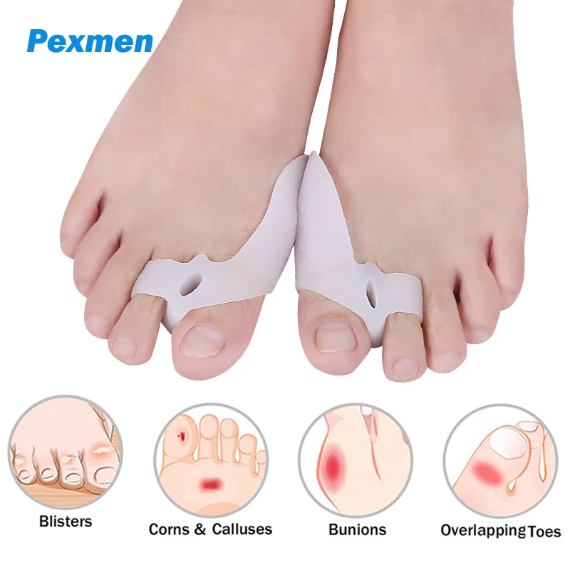 Pexmen 2Pcs Gel Bunion Corrector Toe Separator Spacer Toe Protector for Bunions Hammertoe and Overlapping Toes Foot Care Tool