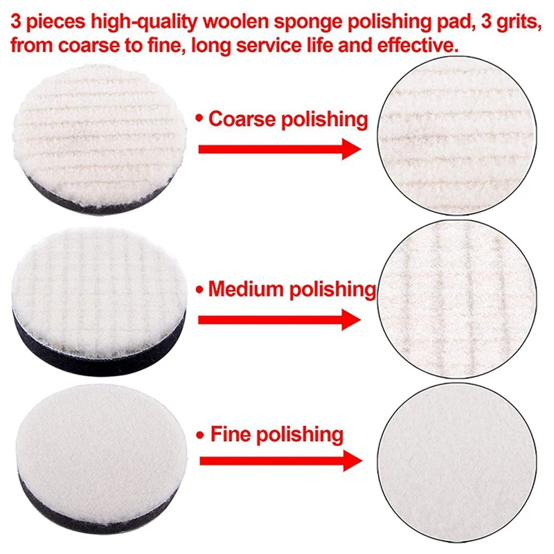 56 Pcs 3 Inch Polishing Pad Kit Foam Polishing Pad Car Bumper Polishing Machine Accessory Suitable For Drilling