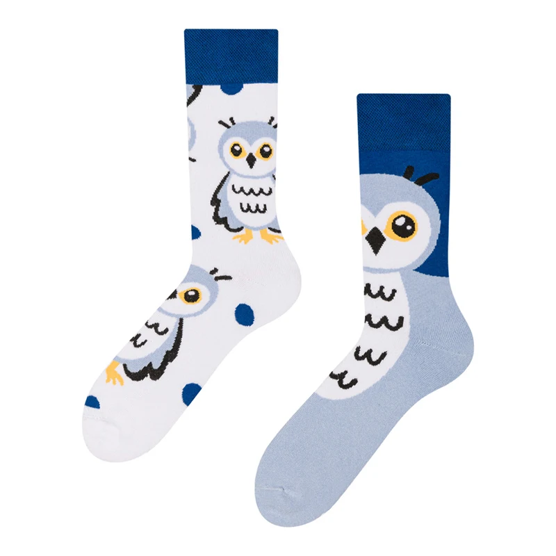 

Cartoon Cute Owl Cotton Unisex Crew Socks Animals AB Trend Irregular Soft Socks Women Men Novelty Long Socks Creative Gifts