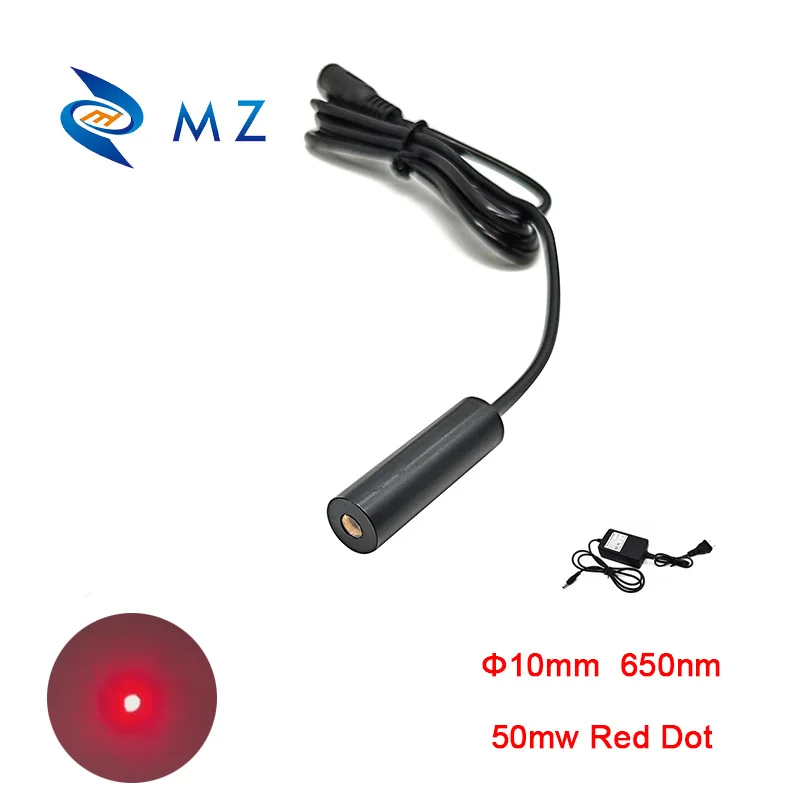 

Hot Selling Compact D10mm 650nm 50mw Red Dot Spot Laser Diode Module DC Cord With Adapter Supply Industrial Grade