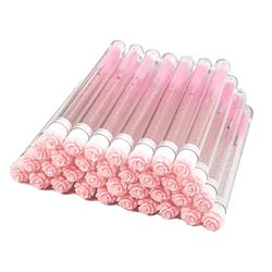 50pcs Reusable Eyelash Brush Tube Eyelash Wands Eyebrow Brush Replaceable Dust-proof Sparkling Broken Diamond Bottom LAUKISS