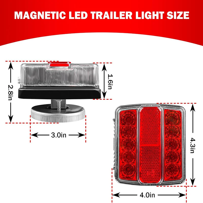 Yuanjoy Magnetic Trailer Lights Trailer Light Kit With 7-Pin Plug Rear Position Light For Caravan Trucks Brake Turn Light