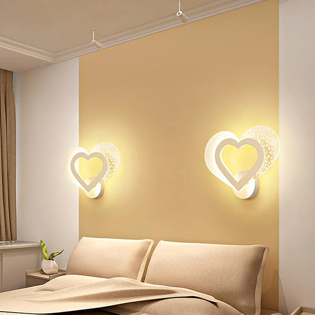 

Heart Shaped Lamp LED Bedroom Light Indoor Home Wall Lamp Decor Romantic Creative Home Lighting Fixtures Brighten Space
