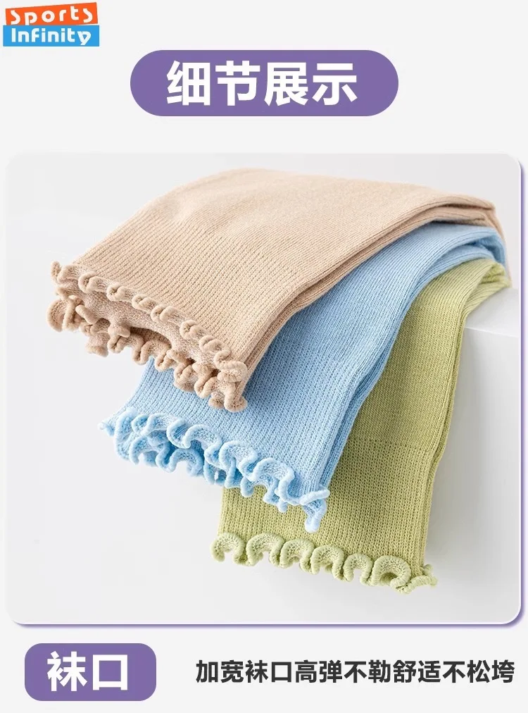 Kaos kaki yoga wanita anti selip untuk musim semi dan panas, model mid tube dengan pinggiran gulung, untuk tari, kebugaran, olahraga, anti bau, katun, Pilates