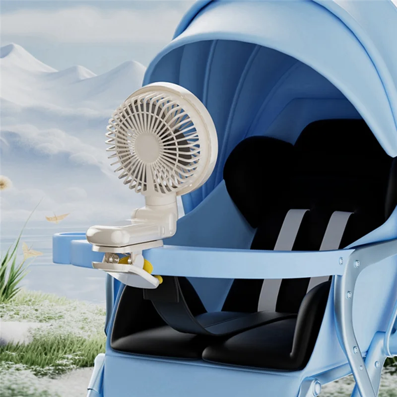 ABNG USB ชาร์จพัดลมตั้งโต๊ะแบบหนีบแบบพกพาพัดลมตั้งโต๊ะขนาดเล็กหมุนได้ 360 องศาปรับ Clip-On พร้อมไฟพัดลม