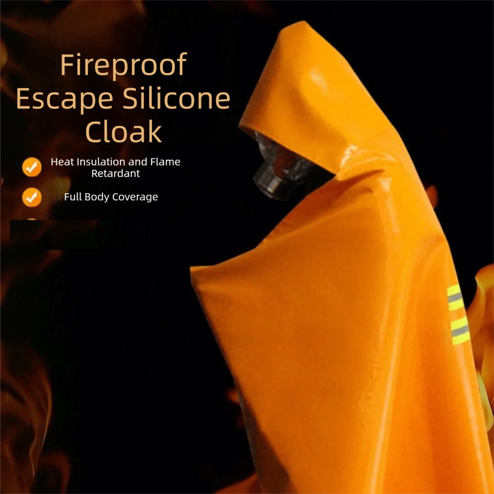 Adult Size Fire Escape Cape Full Body Protection Heat Resistant Home Fire Cape Double-layer Lightweight Safety Equipment