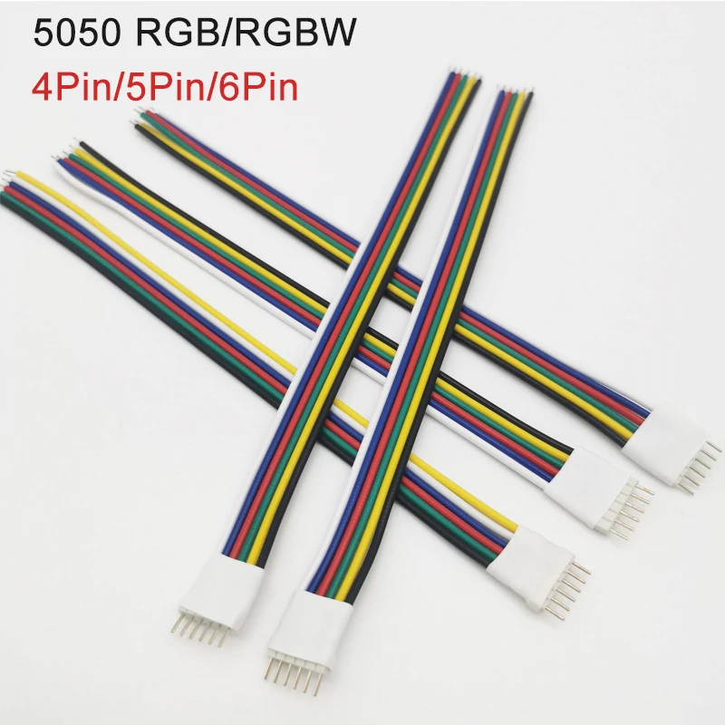 5pcs/lot 4Pin 5Pin 6Pin Connect Cable Plug Socket Male Connecting Wire for 5050 RGB RGBW RGBCCT RGBCW Led Strip Light Connector