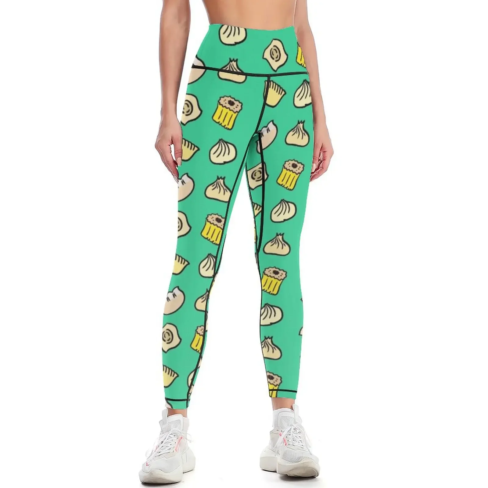 

Dumpling Pattern with Har Gow, Xiao Long Bao, Tortellini, Shu Mai, Momo, Wonton Leggings gym top harem pants Womens Leggings
