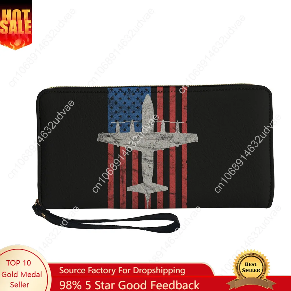 

P-3 Orion Vintage Flag Wallet Purse Mens Womens Teenagers Zipper Long Wallets Double Commuter Personalized Portable Gift Bag