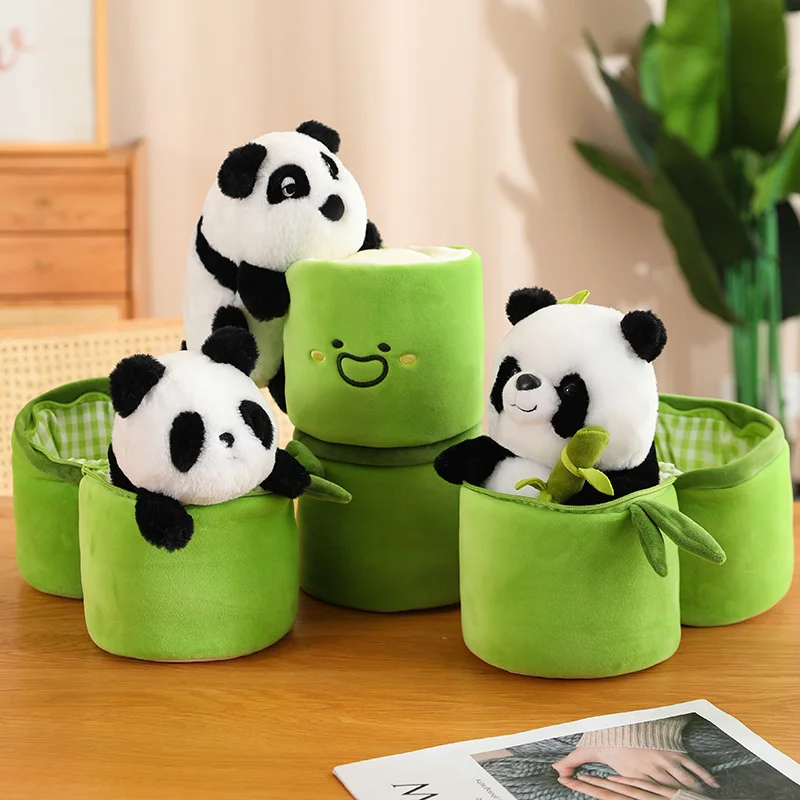 

Cute Creative Bamboo Tube Panda Doll Holding Bamboo Panda Transformed into Plush Toy Girls Kids Birthday Christmas Gifts