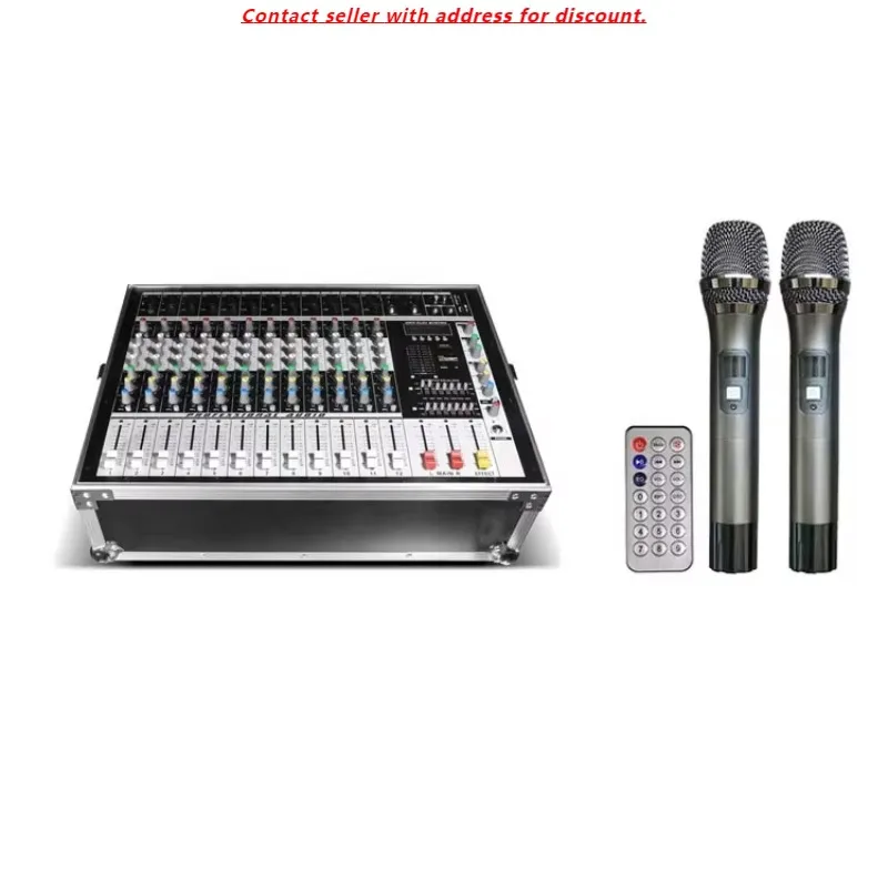 

PM12600-UHF Professional 12-channel Mixer With 600W Power Amplifier And Aviation Box + Two-handheld
