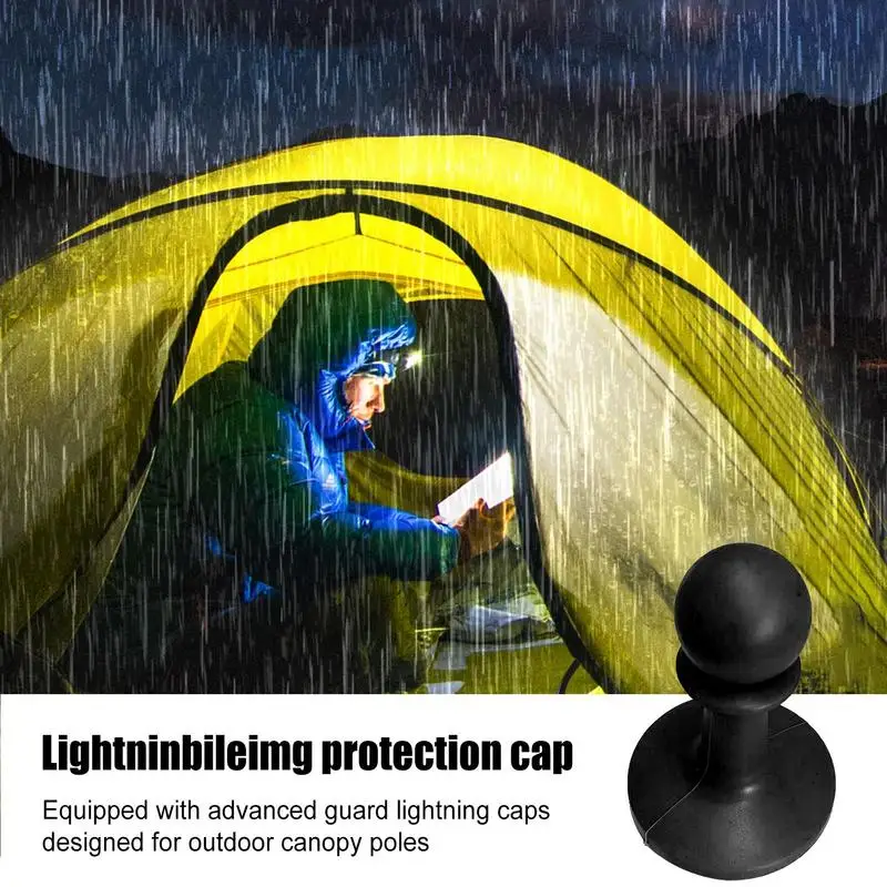 Tent Lightning Protection Caps Outdoor TPR Guard Camping Canopy Tent Poles Support Awning Hat Rod Thunder Proof Tent Pole Tips