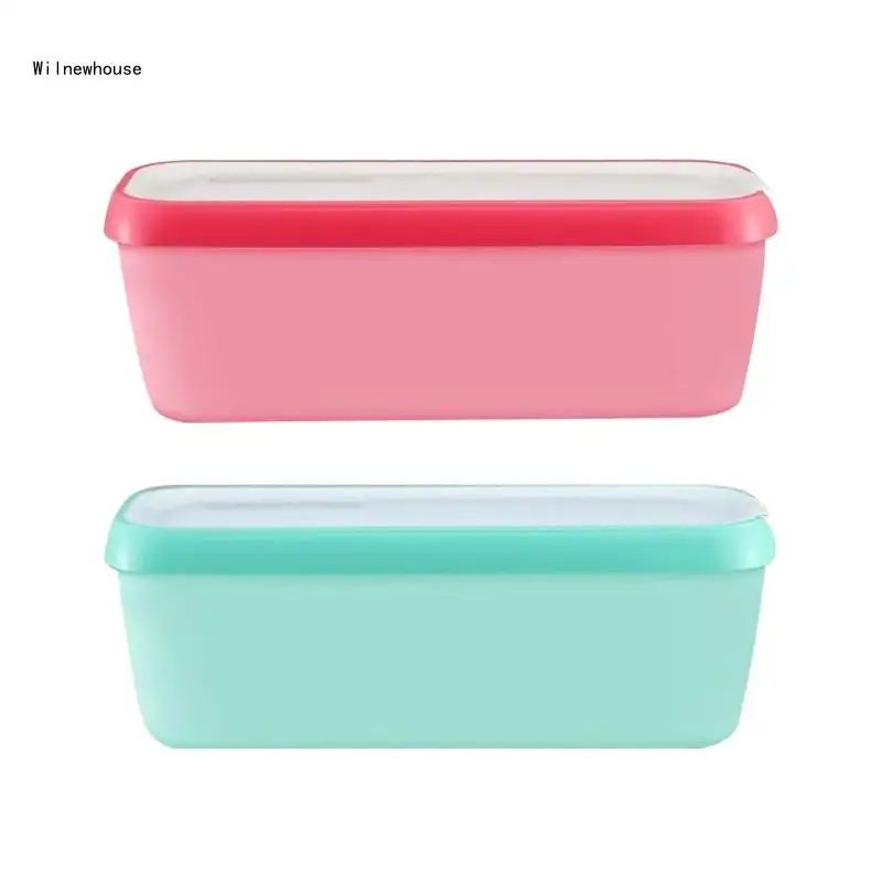 

2PCS Ice Cream Holder Versatile Sealed Container Reusable Ice Cream Containers Stylish Yogurt Storage Box with Lids Dropship