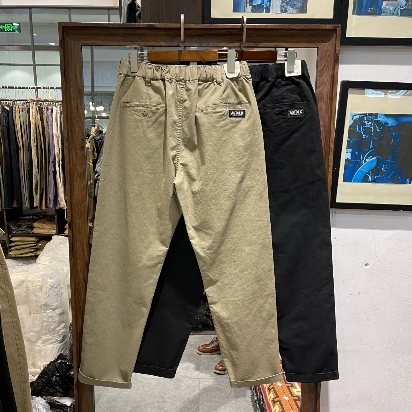 Amekaji Style Men's Casual-Office Tapered Pants - Elastic Waist Drawstring | Workwear Chinos for Daily Commute American Vintage