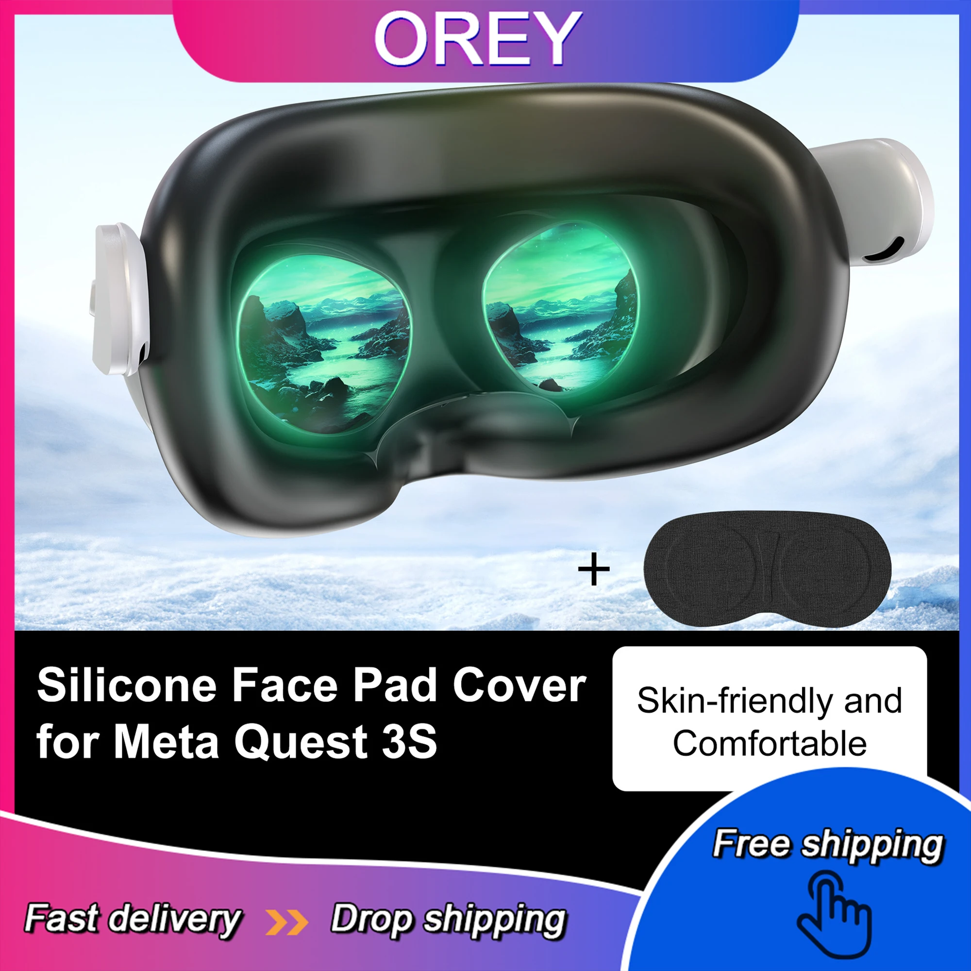 VR Accessories for Meta Quest 3S Silicone Case,Mask Light-blocking Nose Pad,Lens Protection Cover,Dustproof Eye Mask Accessories