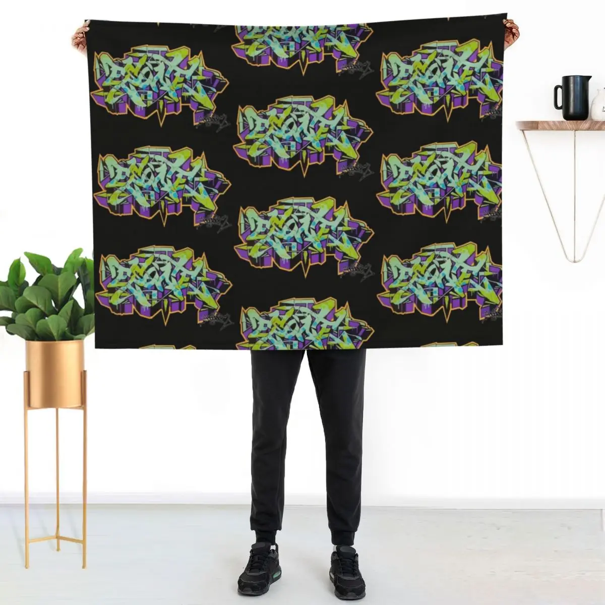 PURPLE ESONE URBAN GRAFFITI STREET STYLE Throw Blanket for winter cosplay anime Luxury St Large Thin Soft Plush Plaid Blankets