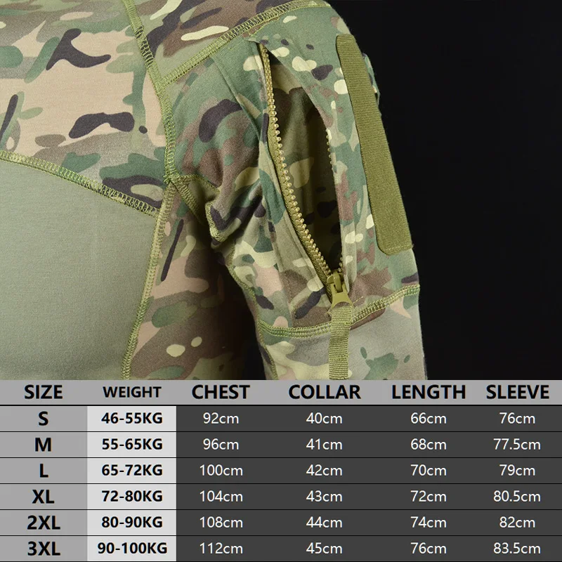 Mege Tactical Camouflage Army Combat Shirt Type II Long Sleeve Breathable Fast Dry Multicam Outdoor Cotton Military Clothing