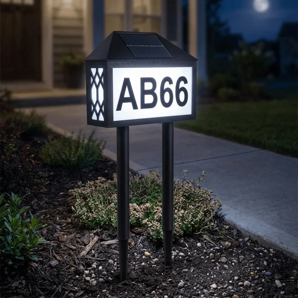 Dual Use Installation Solar LED Address Number Light Stake In-Ground Automatic Charging Color Changing LED Lighting Wall Mount