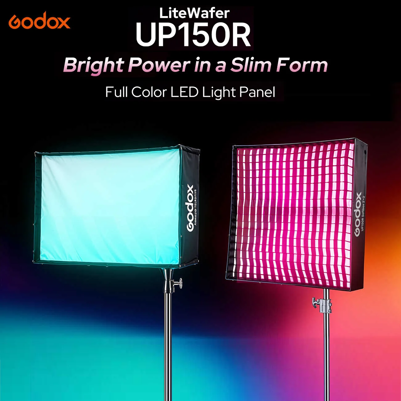 

Светодиодная панель Godox LiteWafer UP150R RGB с полной цветовой палитрой, встроенной сеткой и 14 специальными эффектами для студийной и прямой трансляции