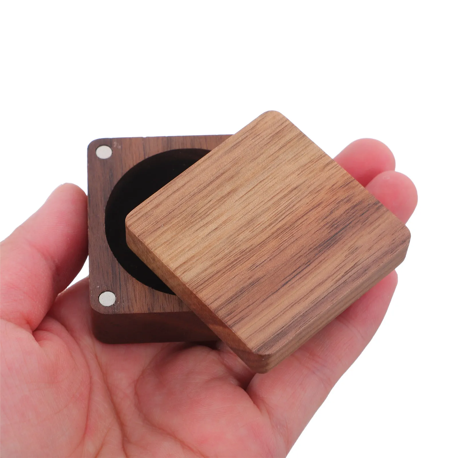 

Stylish Small Treasure Box in Rich Walnut Finish Perfect for Coin Medal Pin Storage Soft Interior Secure Magnetic Closure