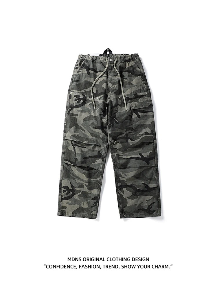 

Американские рабочие брюки из чистого хлопка в стиле ретро с камуфляжным принтом, мужские модные свободные повседневные брюки прямого кроя с широкими штанинами