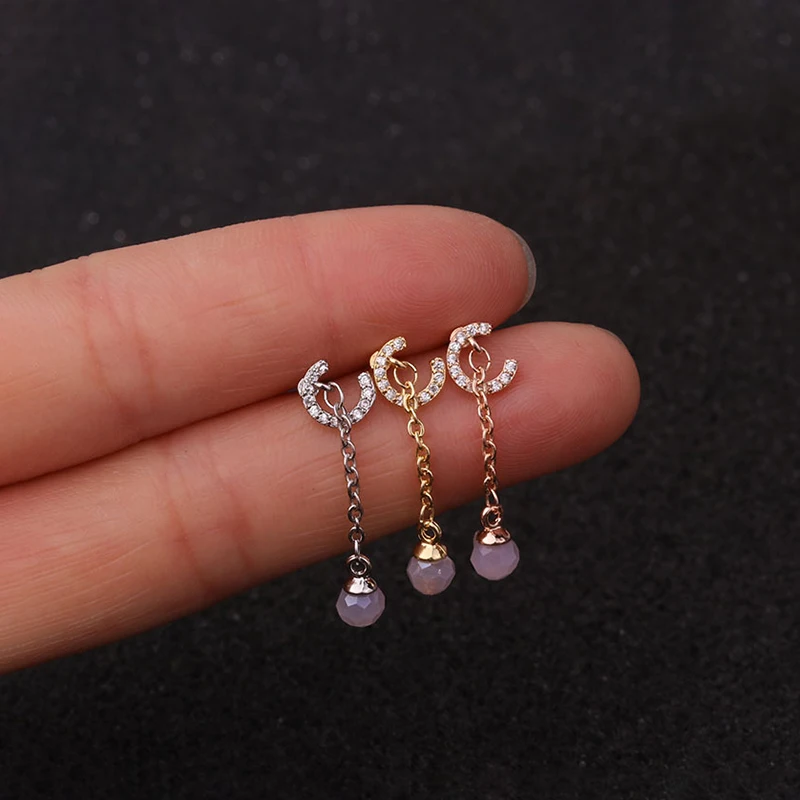 1Piecee Xquisite Star Moon Grape Piercing Stud Earrings for Women Earrings Gift 99% Pure Titanium Metal Helix Earring Jewelry