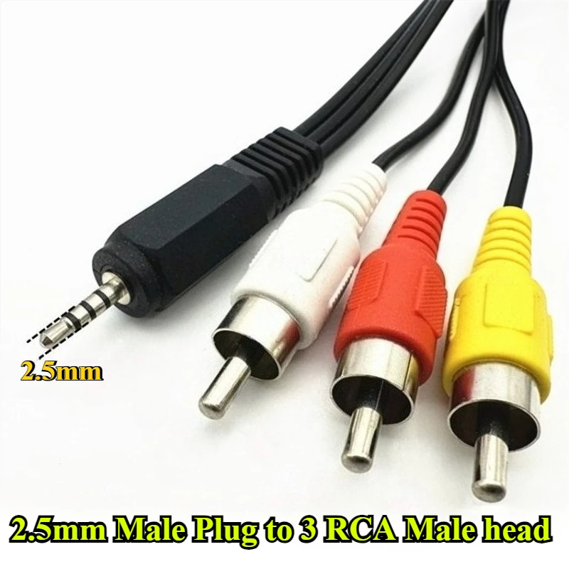 

1-5Pcs 2.5mm Jack Male Plug to 3 RCA Male head Adapter High Quality 2.5 to RCA Male Audio Video AV Cable Wire Cord length 150cm