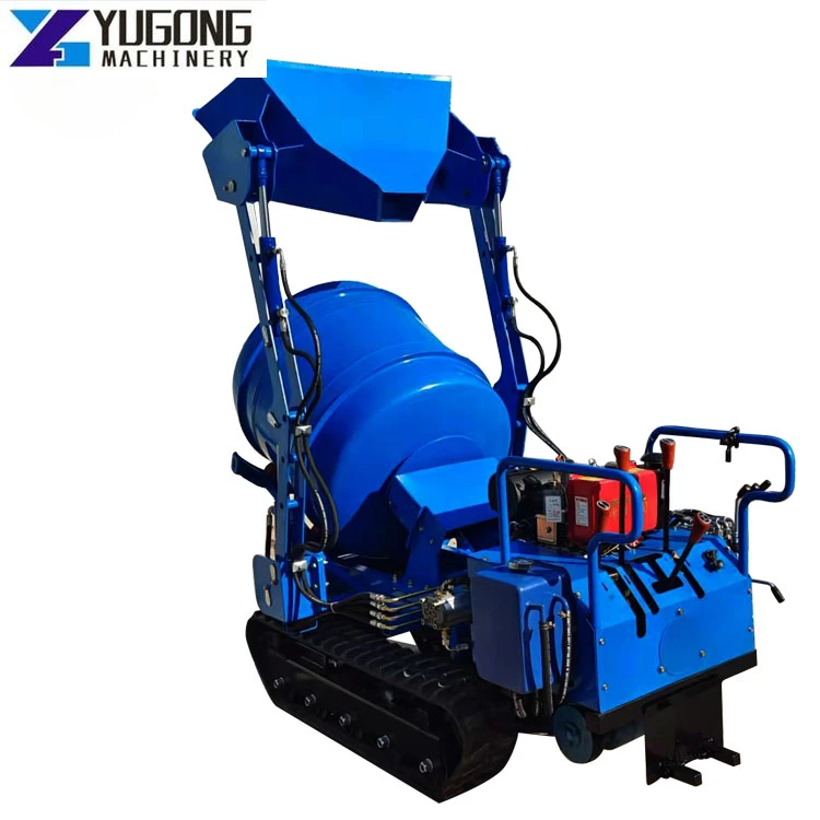 Crawler 200L 400L with Bucket Mini Self-Dumping Concrete Drum Mixer Crawler Concrete Mixer Machine Self Loading Concrete Mixer