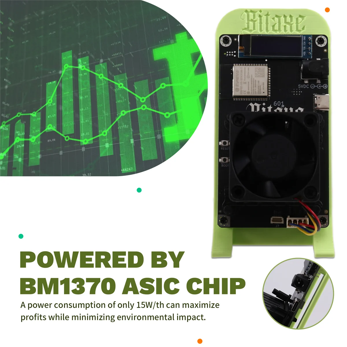 뉴텍 감마 601 솔로 마이너 1.2TH/S 18-22W 비트코인 암호화폐 BTC 마이너 BM1370 ASIC 칩 (앤트마이너 S21 Pro EU 플러그)