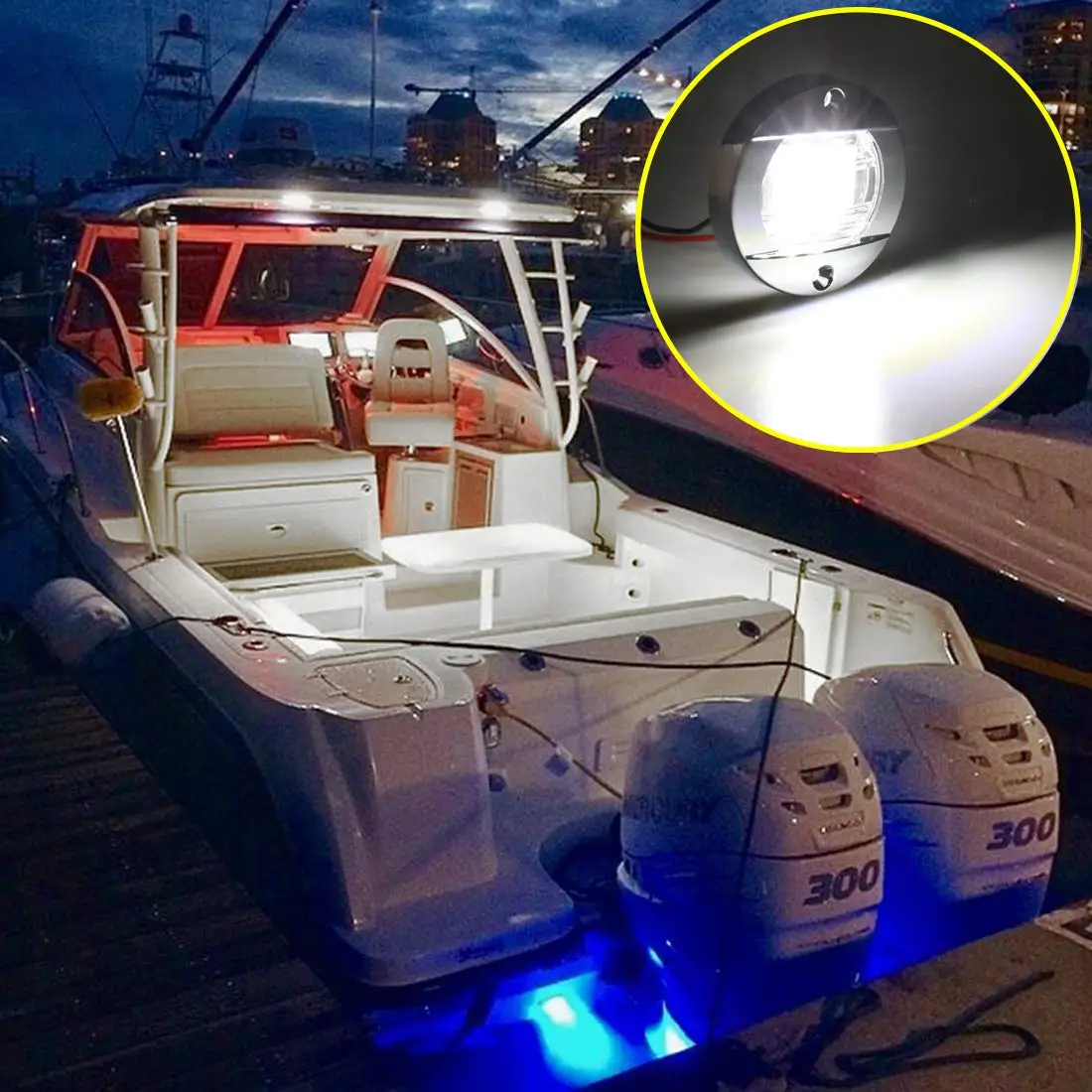 4 Pcs Green White Blue LED Night Fishing Lights Courtesy Lights Deck Lights  Marine Boat Led Lights