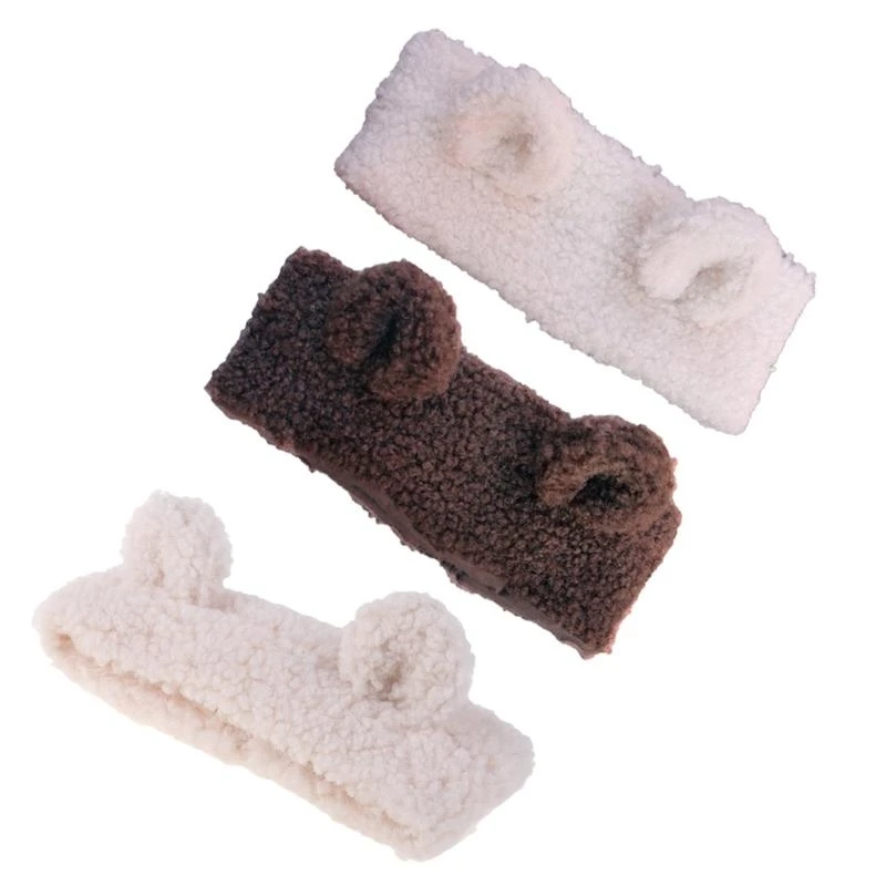 

J15U Зимний головной убор с мультяшными ушками для детей, повязка на голову из волос ягненка для детей