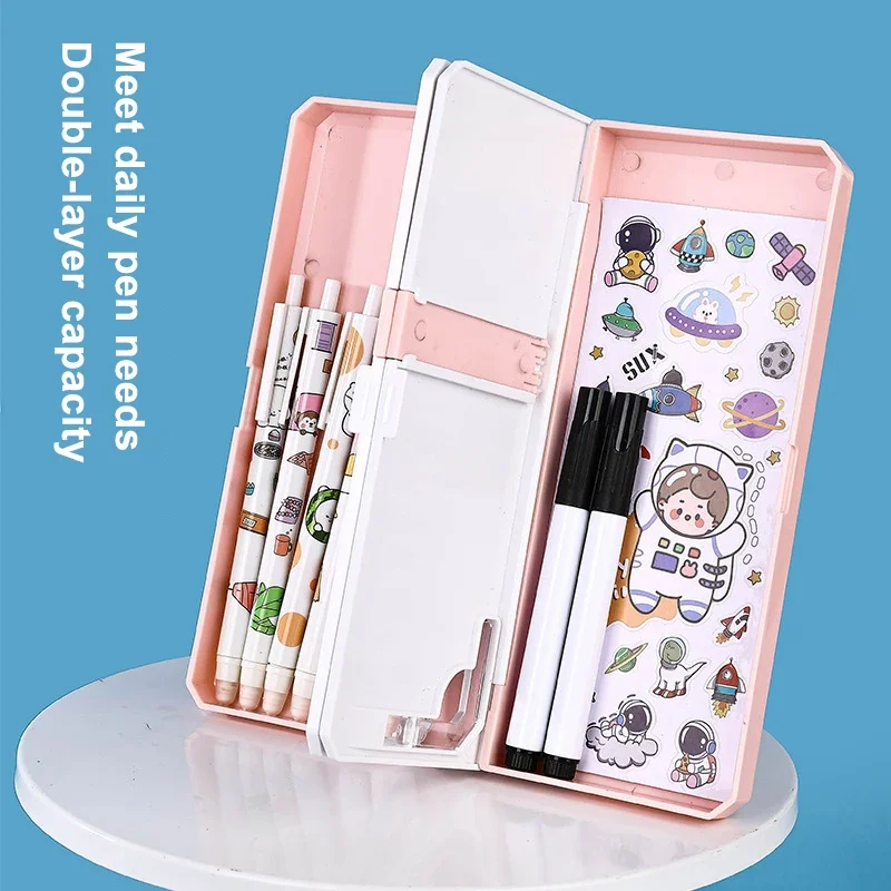 2 In 1 Multi-function Pen Case Pencil Box And Foldable Reading Bookshelf Adjustable Reading Bracket For Student Office Supplies