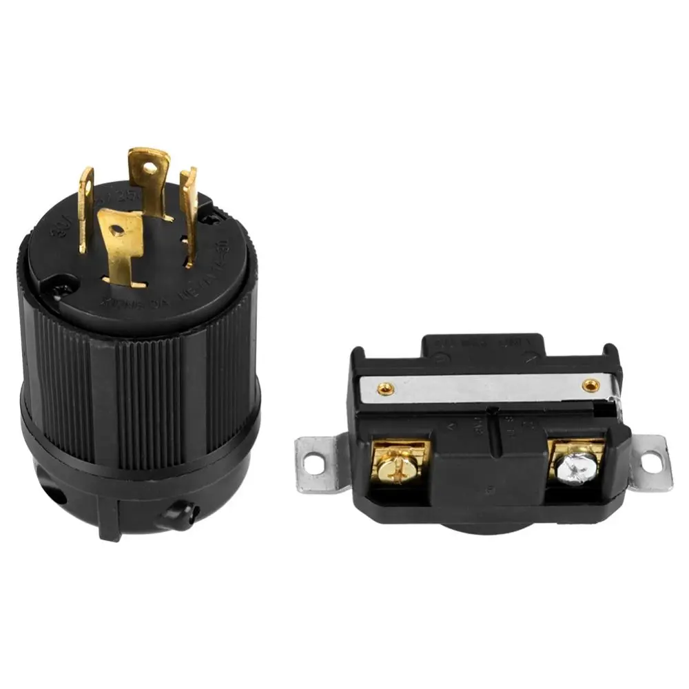 

1 Set NEMA L14-30P Generator Adapter Plug 30A125V-250V 3 Pole 4 Wire Grounding Plug & Set Solid Copper Conductors 4 Pin