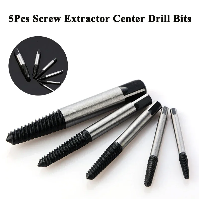 

5Pcs Screw Extractor Center Drill Bits Guide Set Broken Damaged Bolt Remover Removal Speed Easy Out Drill Tools for Plumbing