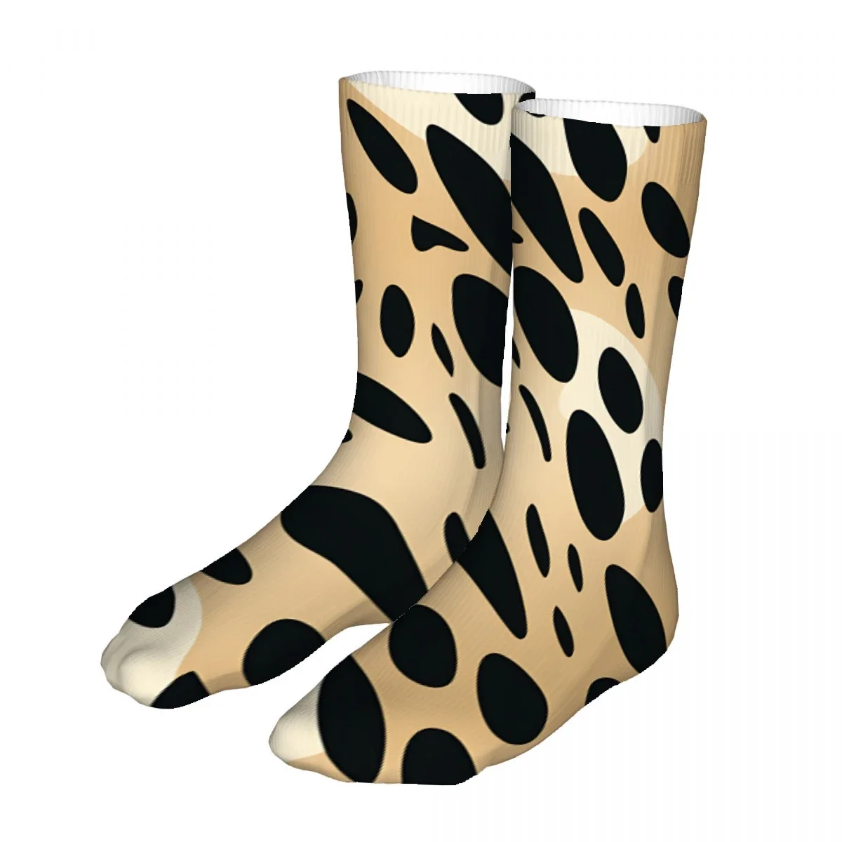 Leopard Print Fabric Art Mens Womens Funny Crew Socks Cool 3D Printed Design Socks Fashion Comfortable Basketball Socks