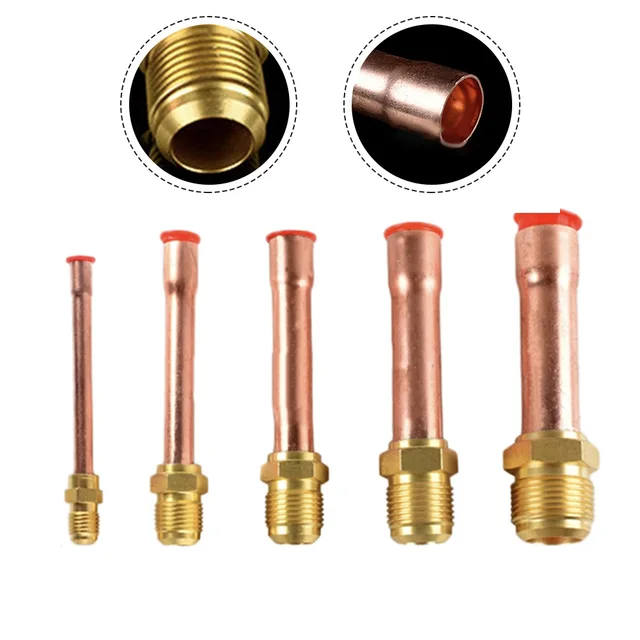 1 szt. Rura miedziana do klimatyzacji z kątnicą z kutego mosiądzu z gwintem SAE 1/4 3/8 5/8 1/2 3/4 - adapter złącza gwintowanego -20 do 120 ℃