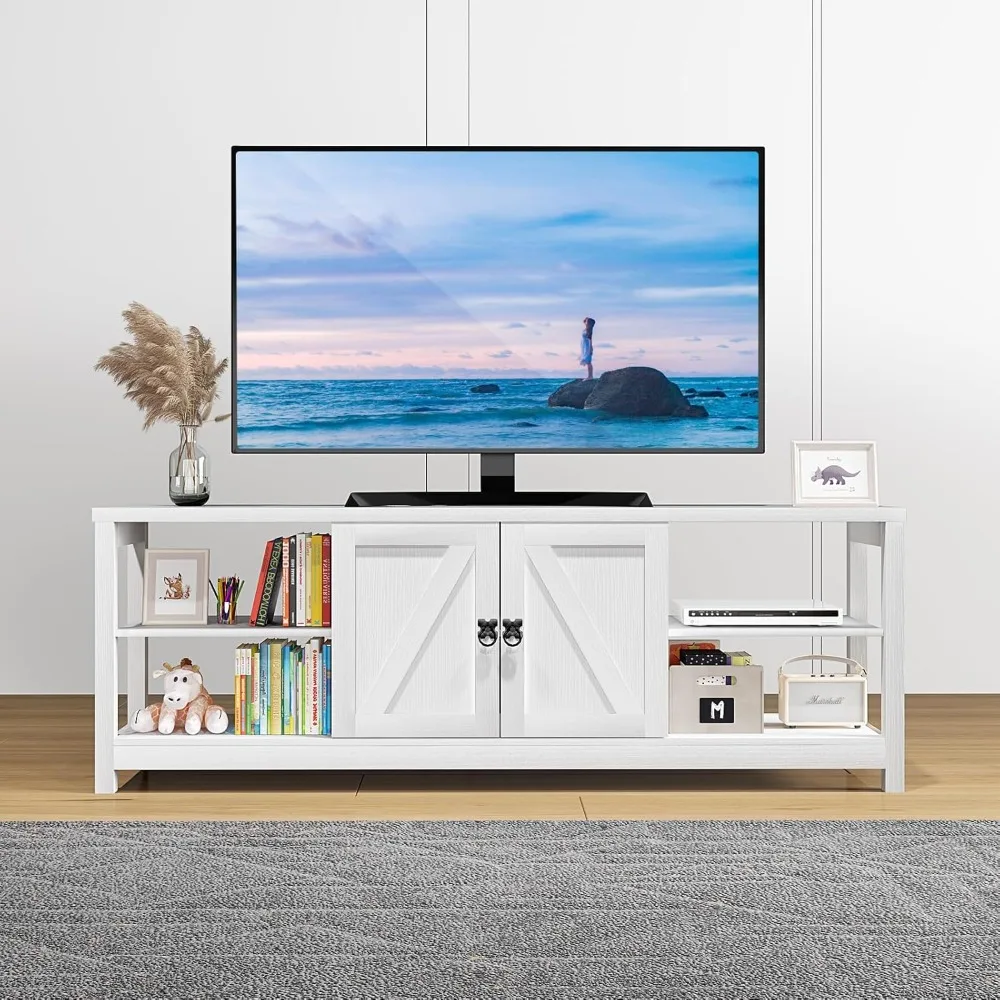 TV Stand Entertainment Center Television Stands with 2 Doors and Storage Shelves, Media Stand Table Console for 75 inch