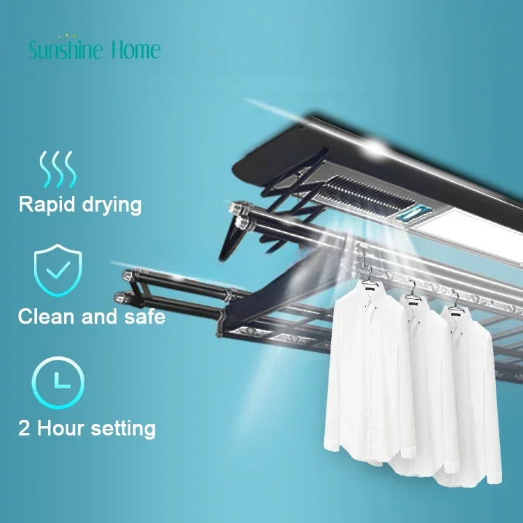 Houseware Clothes Hanger Laundry Dryer Ceiling Laundry Dryer for Cloths Automatic Electric Aluminum Black Carton