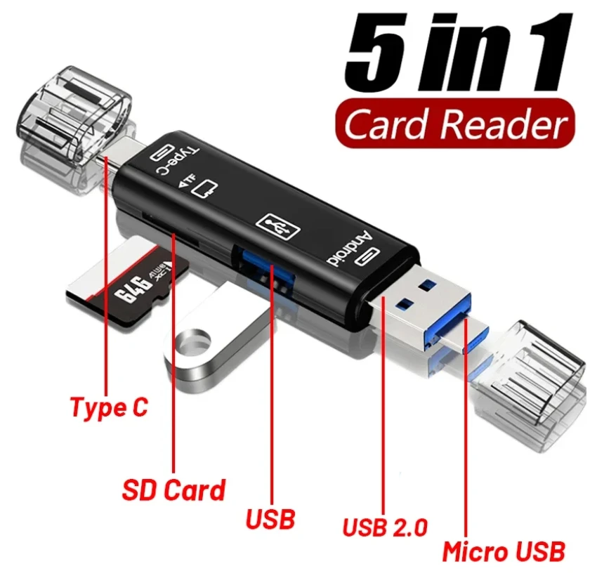 

Многофункциональный USB 3.0 типа C USB Micro USB SD TF Устройство чтения карт памяти для Android IPhone Компьютерная док-станция OTG Адаптер типа C