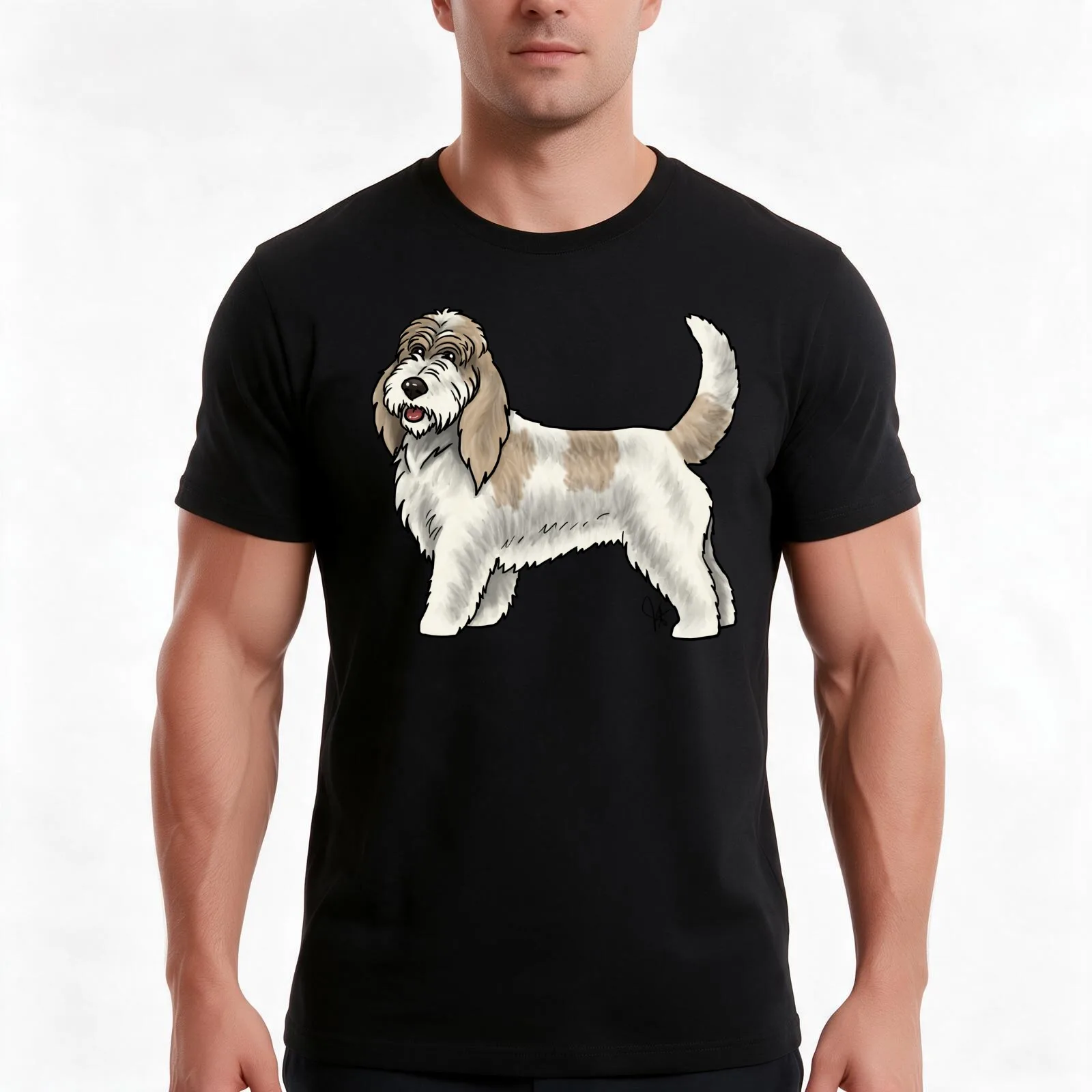Grand Basset Griffon Vendeen - White and Tan T-Shirt Summer Casual Cotton Tee Oversized Streetwear Tops Vintage Graphic Print