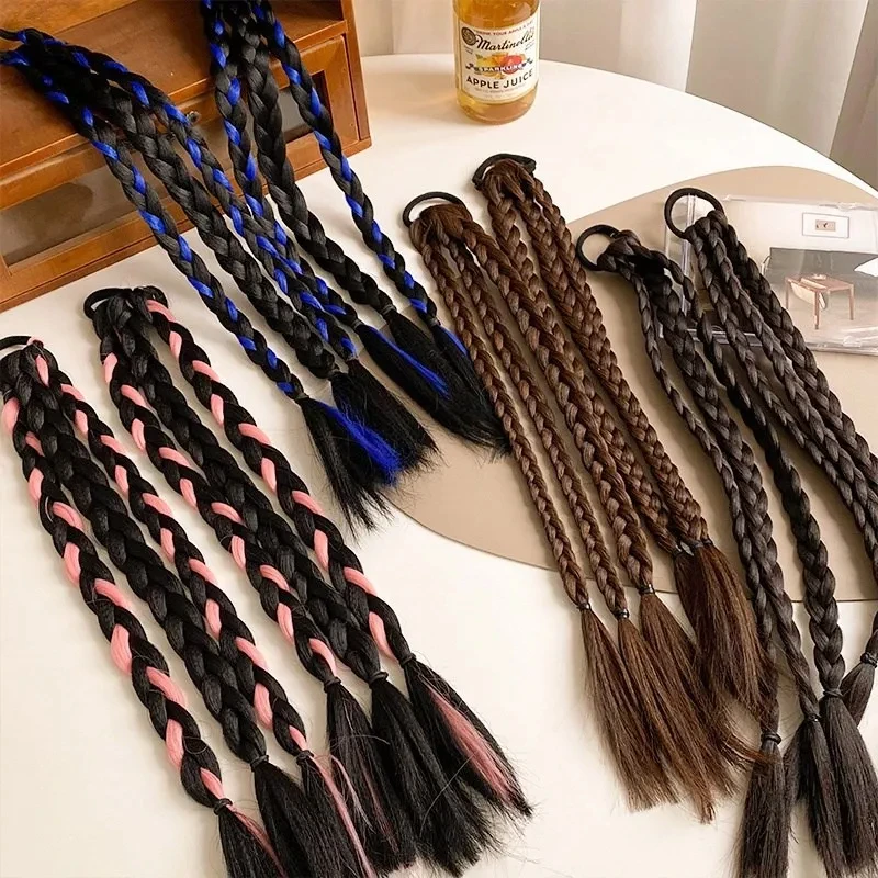 Peluca trenzada de cola de caballo Natural para mujer, coleteros bonitos y juguetones, accesorios coloridos para el cabello para niñas, moda